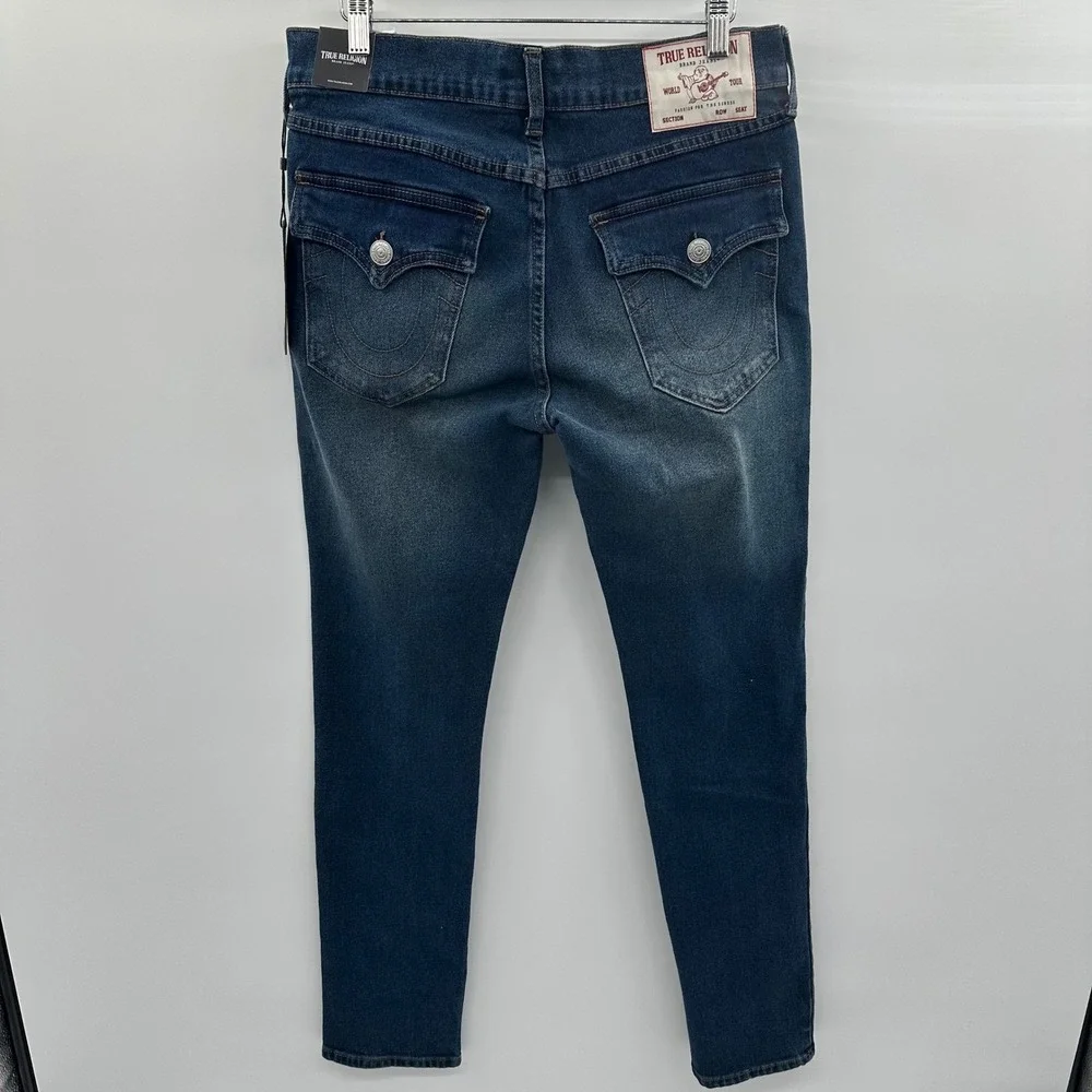 True Religion Rocco Relaxed Skinny Jeans Dark Woodland Wash Men 31x32 700878 NWT